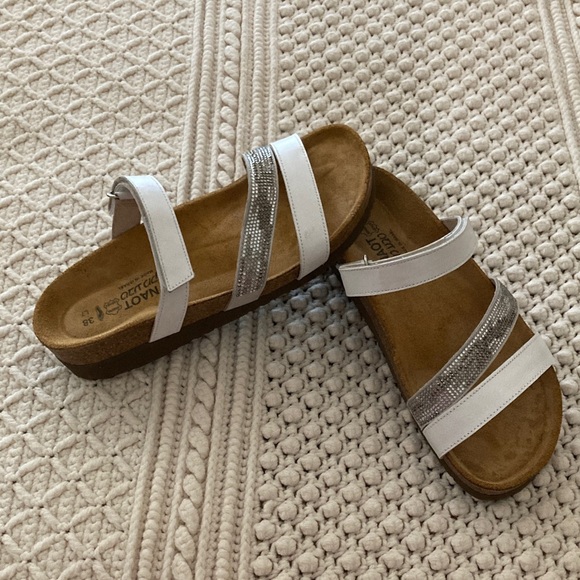 Naot Shoes - Naot White and Silver Strappy Sandals